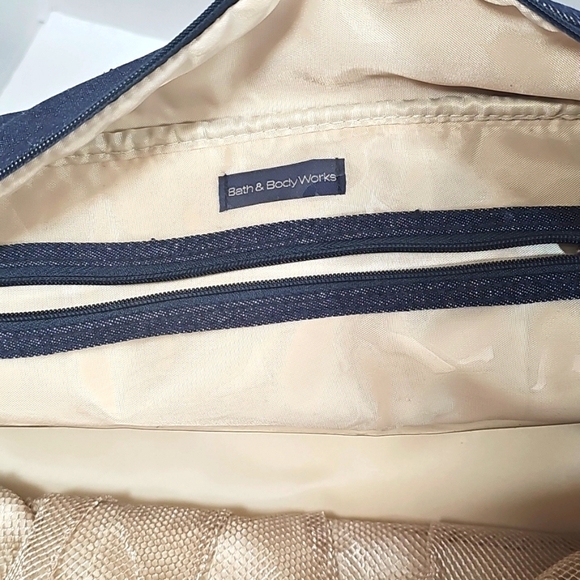 Bath&Body Works Tote Set Denim Tan Blue Organize Zippered Compartment Lined - Picture 7 of 14